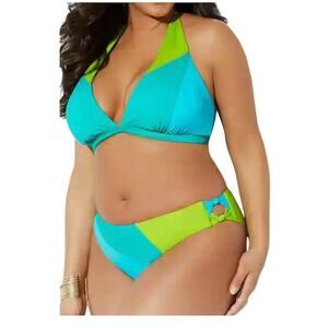 new Swimsuits for All 20 Romancer color block bikini set SW2 2379